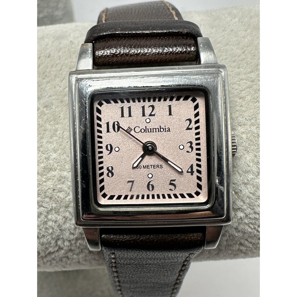 Columbia CL-7315‎ New Battery Ladies Tank Watch 24MM 7" Leather Band L1